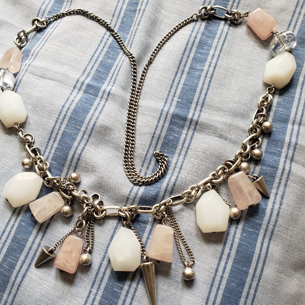 Funky chain link necklace with gemstone charms